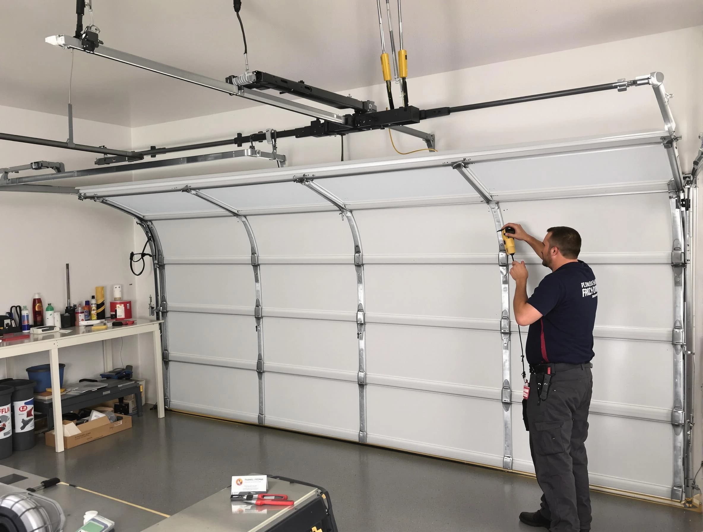 Clay Garage Door Repair certified technician performing overhead door system repair in Clay