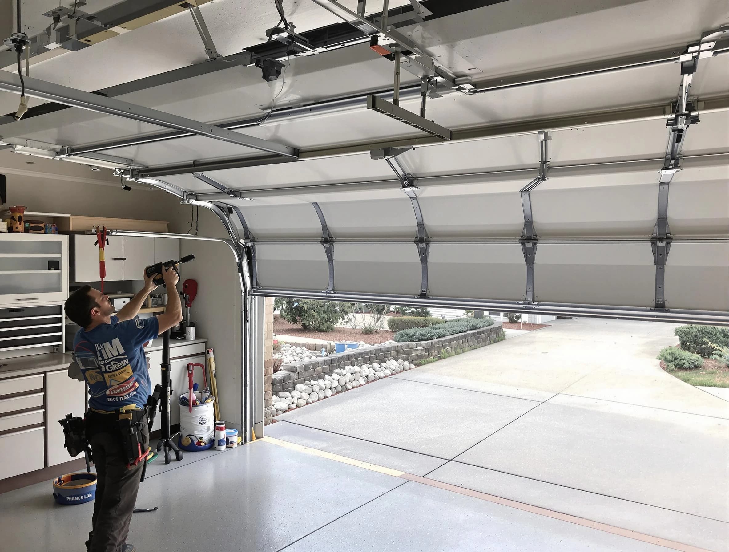 Garage door track repair service by Clay Garage Door Repair in Clay