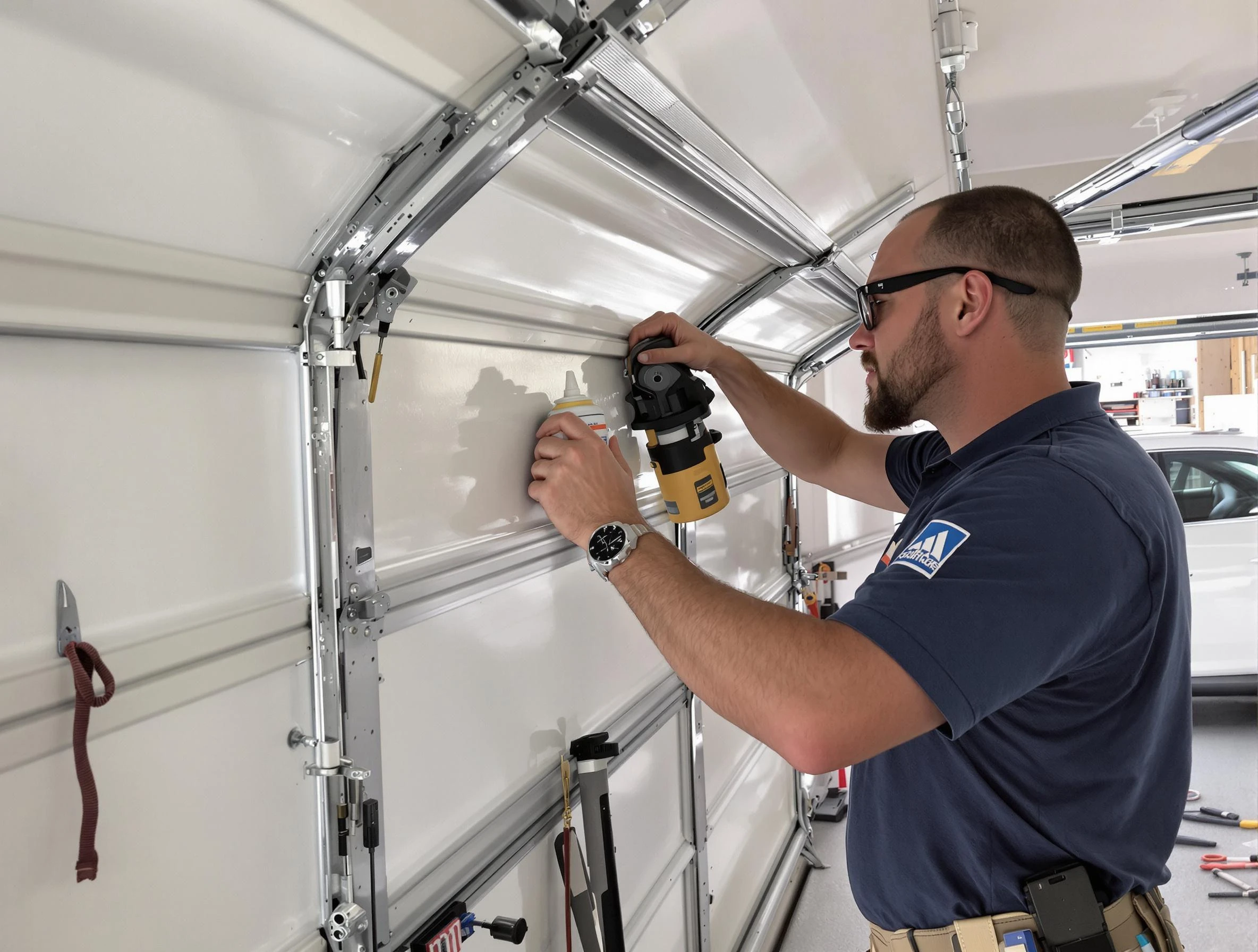 Clay Garage Door Repair technician quieting a noisy garage door in Clay