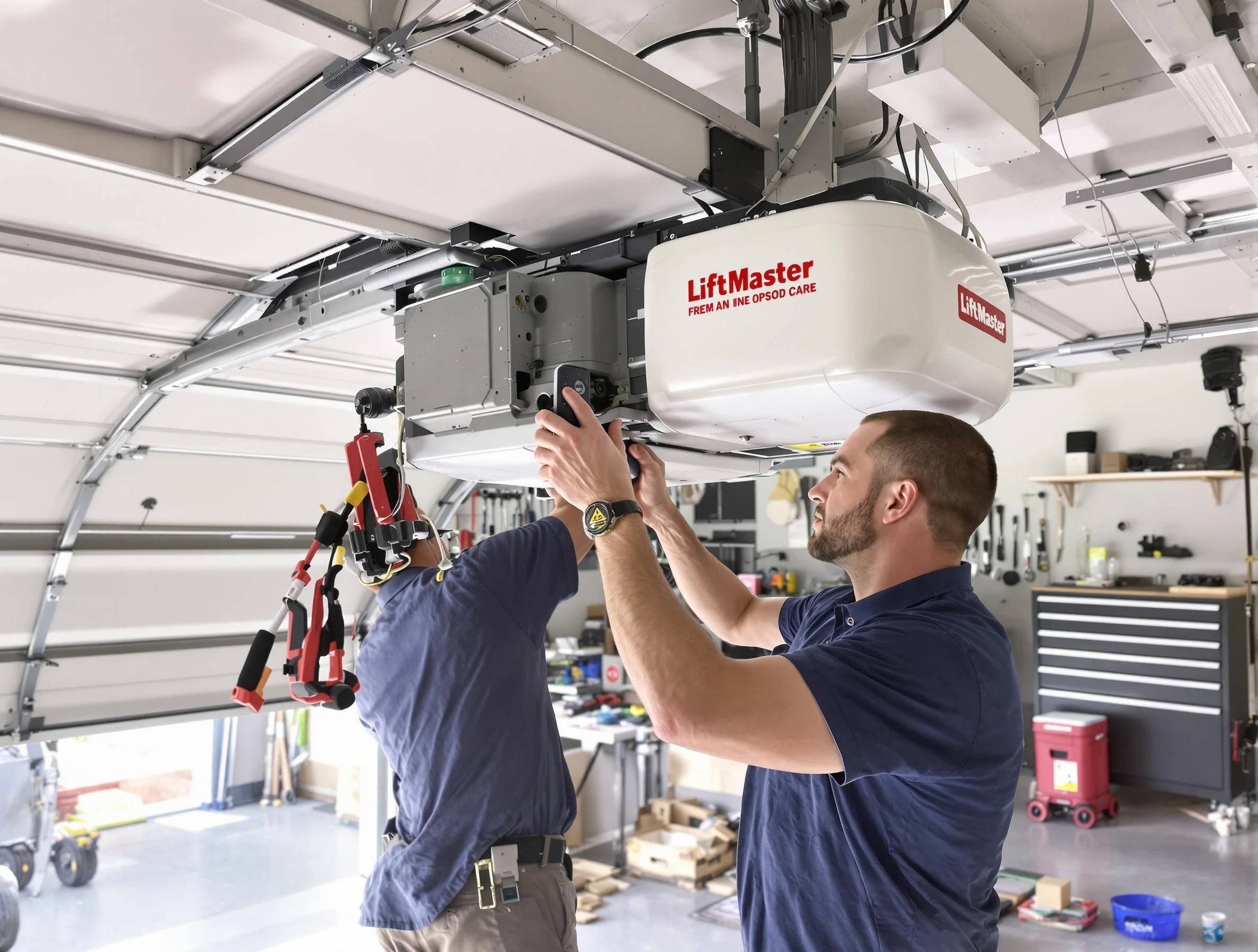 Clay Garage Door Repair technician performing advanced diagnostics on garage opener in Clay